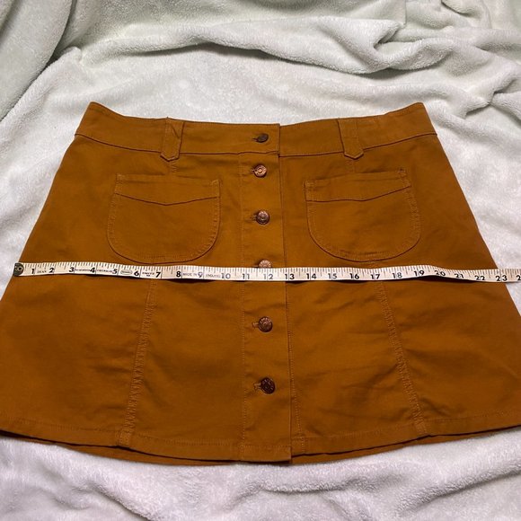 Madewell Camel Colored Soft Denim Jean Button Up Skirt Womens Size 14 - Picture 10 of 11
